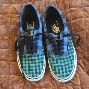 Vans Checkerboard Houndstooth Low Top Sneakers - Blue & Teal